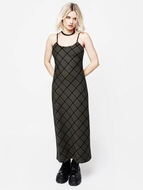 Disturbia NWT Reseda Check Midaxi Cami Dress SIZE 16 Whimsygoth Emo Romantic